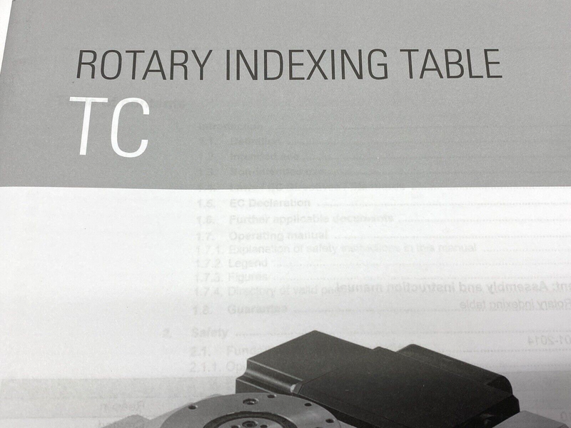 Weiss Rotary Indexing Table TC0120-TC1000 Assembly and Instructions Manual - Maverick Industrial Sales