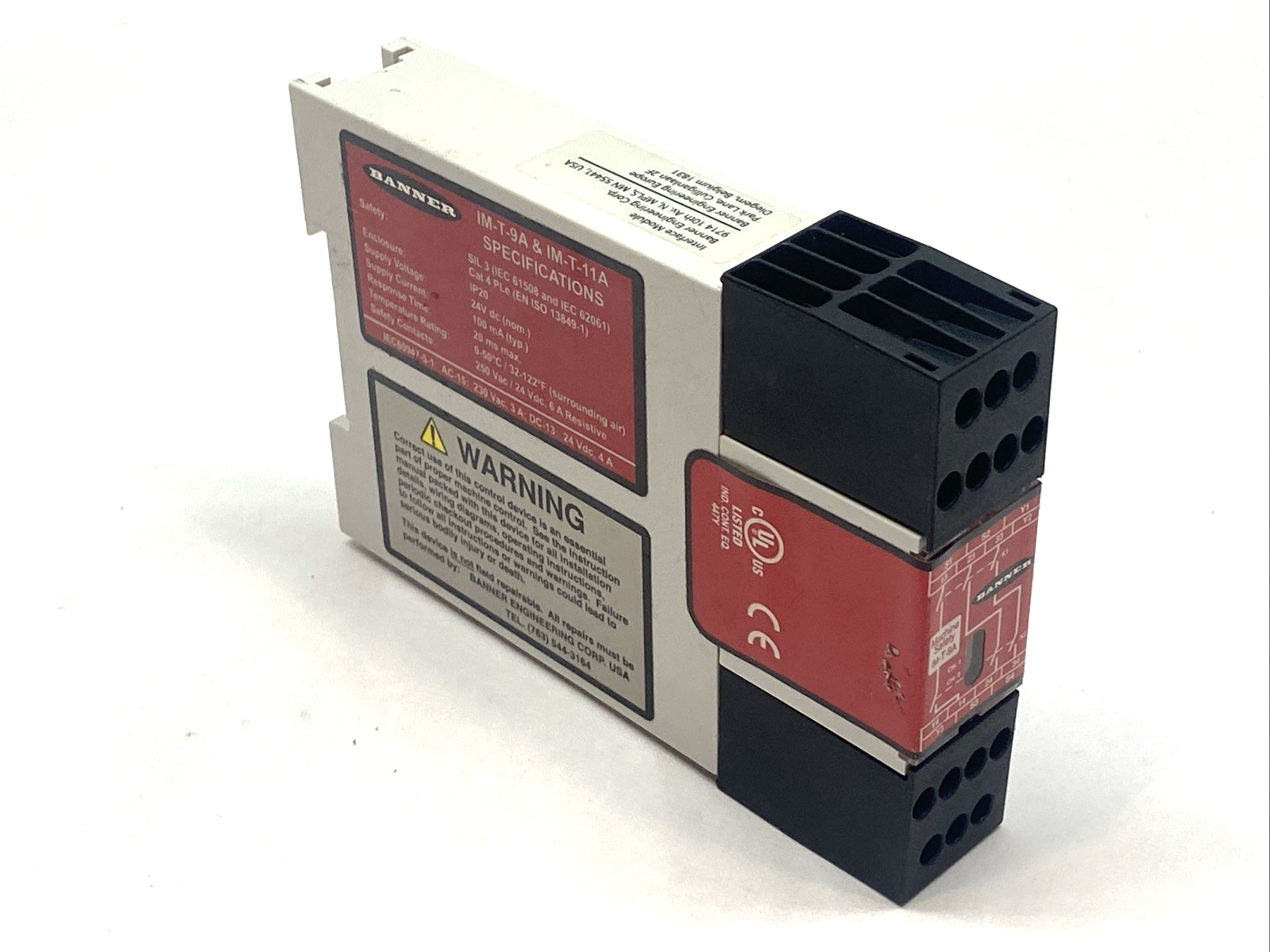 Banner IM-T-9A Machine Safety Relay Interface Module IP20 24VDC - Maverick Industrial Sales