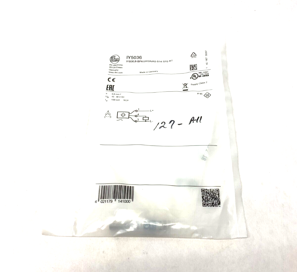 Ifm IY5036 Inductive Sensor PNP M8 Connection IYB30,8-BPKG/V2A/AS-514 RT - Maverick Industrial Sales