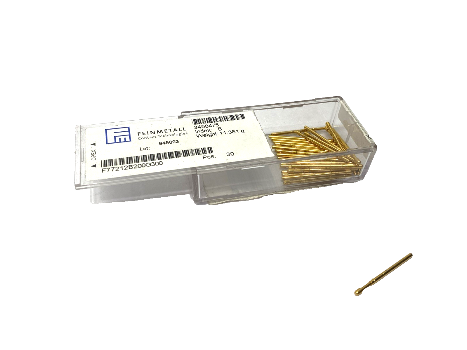 Feinmetall 1001561 Basic Contact Pin 100 mil F77212B200G300 BOX OF 30 - Maverick Industrial Sales