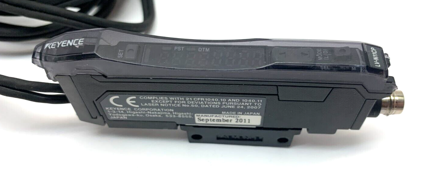 LV-N11CP, LV-NH32 | Keyence LV-N11CP Laser Sensor Amplifier Main Unit w/ LV-NH32 Laser Sensor Head - Used - Maverick Industrial Sales