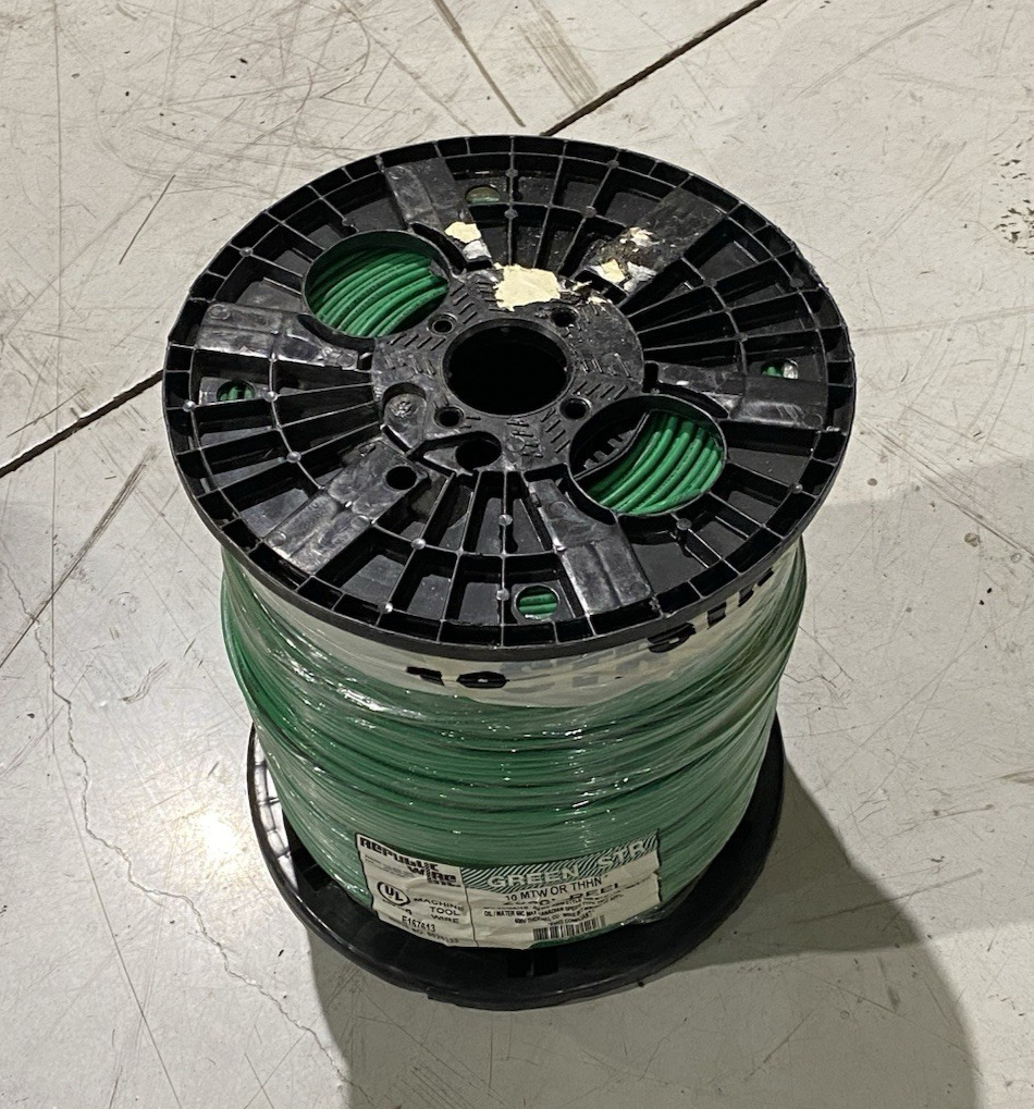 Republic Wire E167613 Sgl-Conductor MTW or THHN 10AWG Green, ROLL OF 2500 FEET - Maverick Industrial Sales