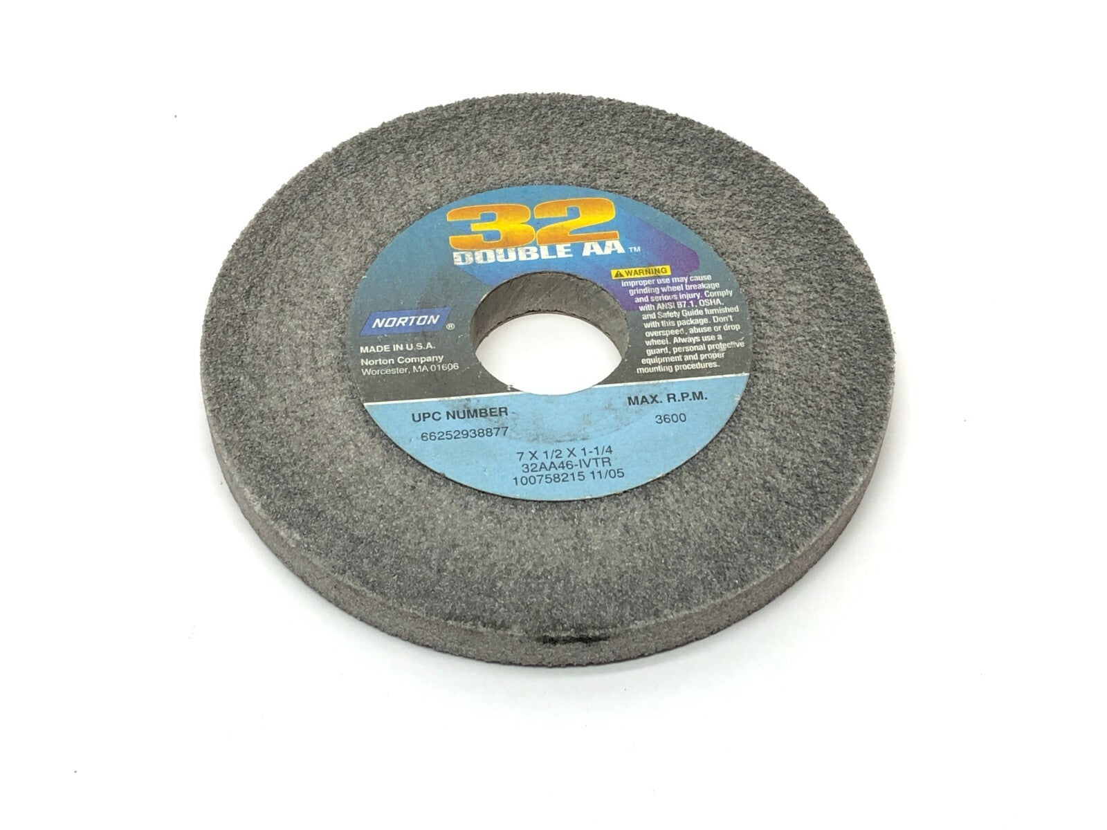 Norton 32AA46-IVTR Grinding Wheels 1-1/4" Bore 3600 RPM LOT OF 5 - Maverick Industrial Sales