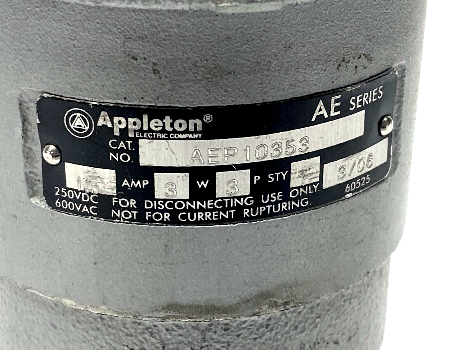 Apppleton AEP10353 100A 3P 3-Wire AE Style 1 Pin And Sleeve Male Plug - Maverick Industrial Sales
