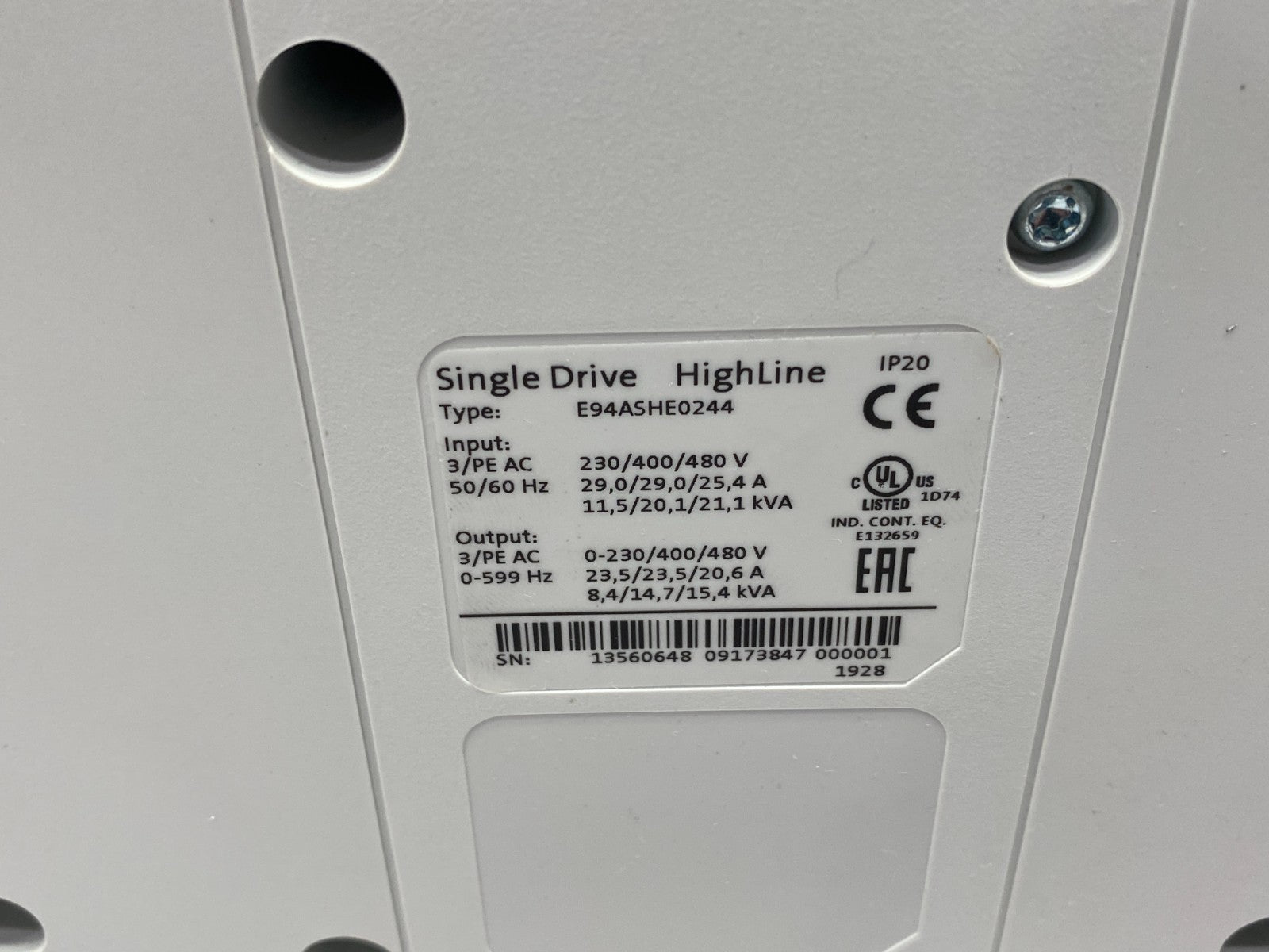 Lenze E94ASHE0244 HighLine Servo Inverter Drive 9400 Single Drive 3 x 400V - Maverick Industrial Sales