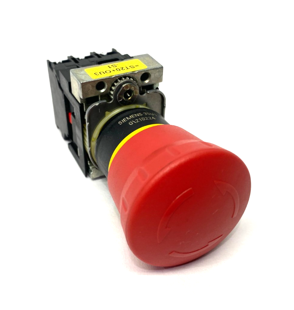 3SU1000-1HB20-0AA0 | Siemens Emergency Stop Pushbutton, 3-Contacts 1x NO, 2x NC - Used - Maverick Industrial Sales