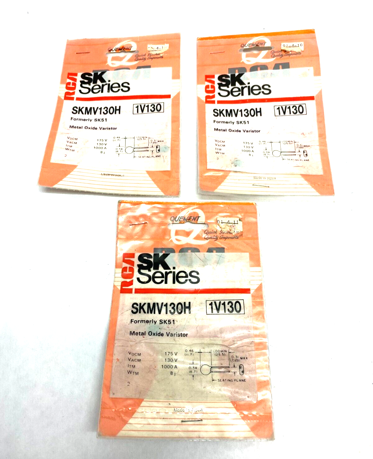 RCA Quement SKMV130H Formerly SK51 Metal Oxide Varistor SK Series 1V130 LOT OF 3 - Maverick Industrial Sales