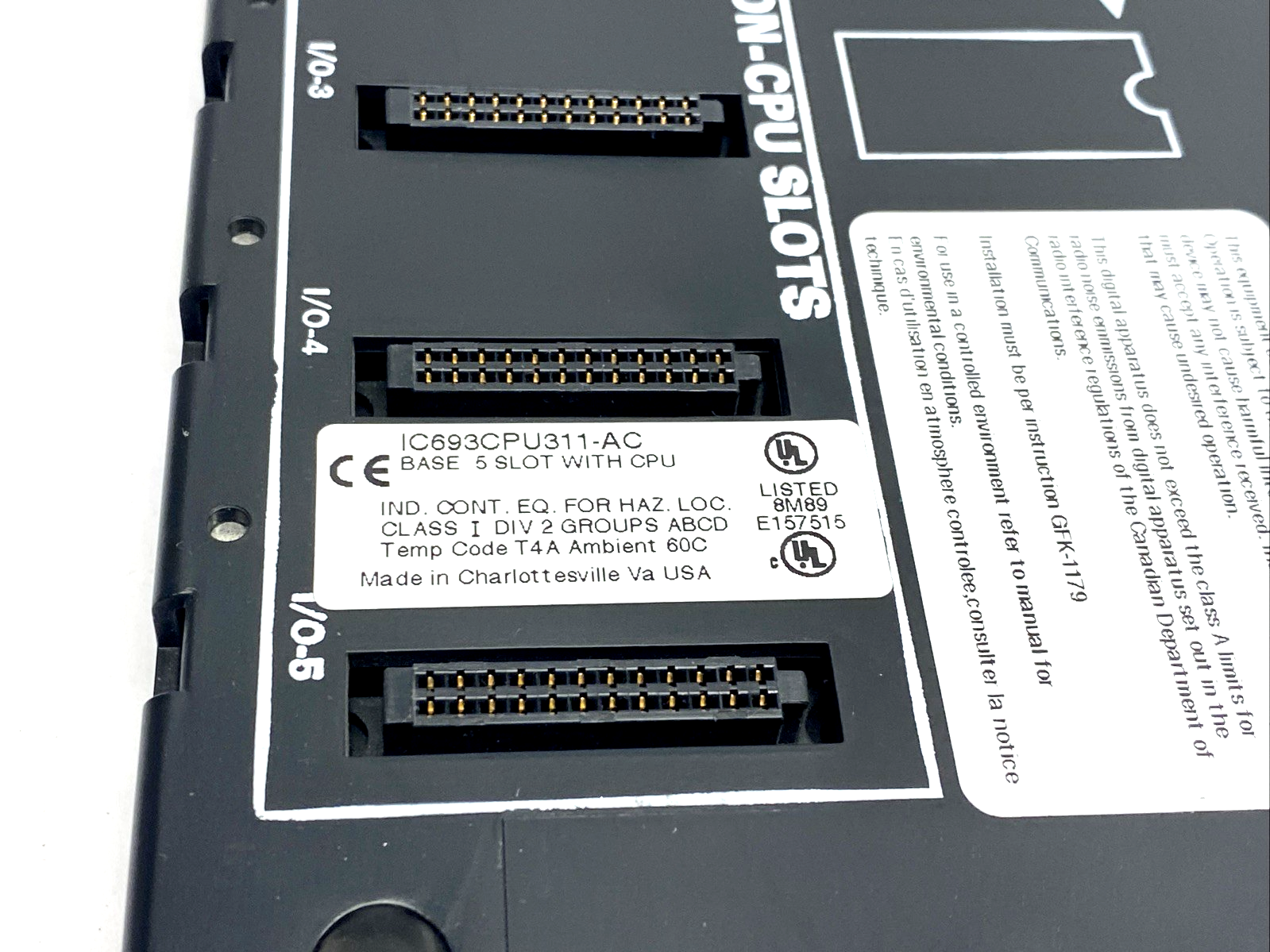 GE Fanuc IC693CPU311-AC Programmable Controller 5-Slot Base Module With CPU - Maverick Industrial Sales