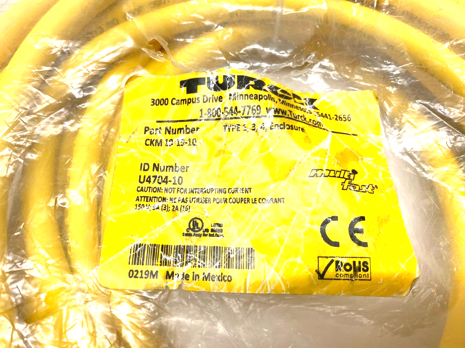 Turck CKM 19-10-10 Multifast Single Ended Cordset M23 Female to Pigtail U4704-10 - Maverick Industrial Sales