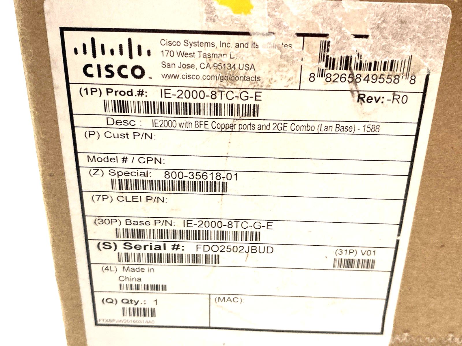 IE-2000-8TC-G-E | Cisco Industrial Ethernet Switch 8FE Ports, 2GE Combo LAN Base - New - Maverick Industrial Sales