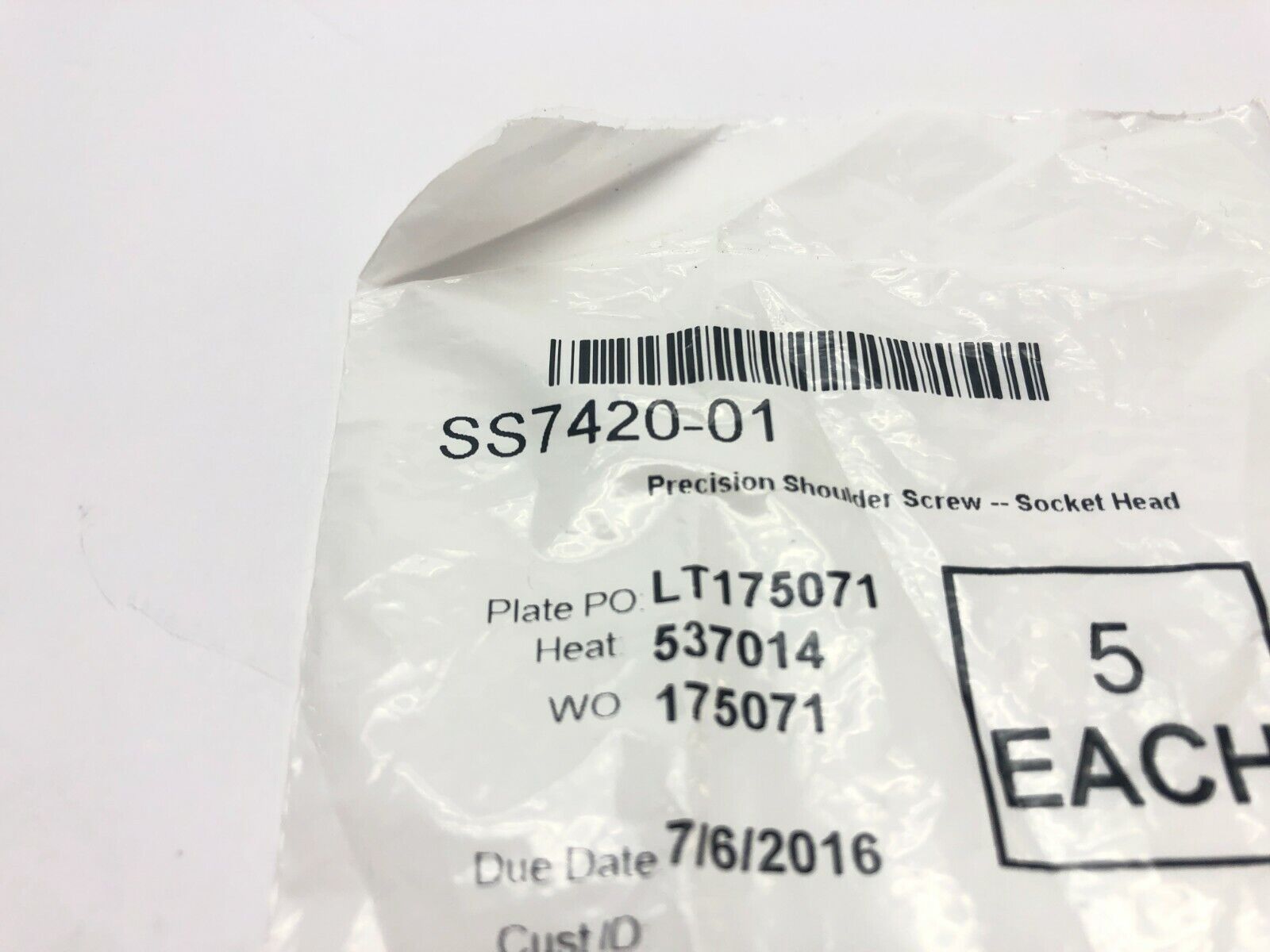 Lyn-Tron SS7420-01 Shoulder Screws 3/16" Thread 0.53" Length PKG OF 5 - Maverick Industrial Sales