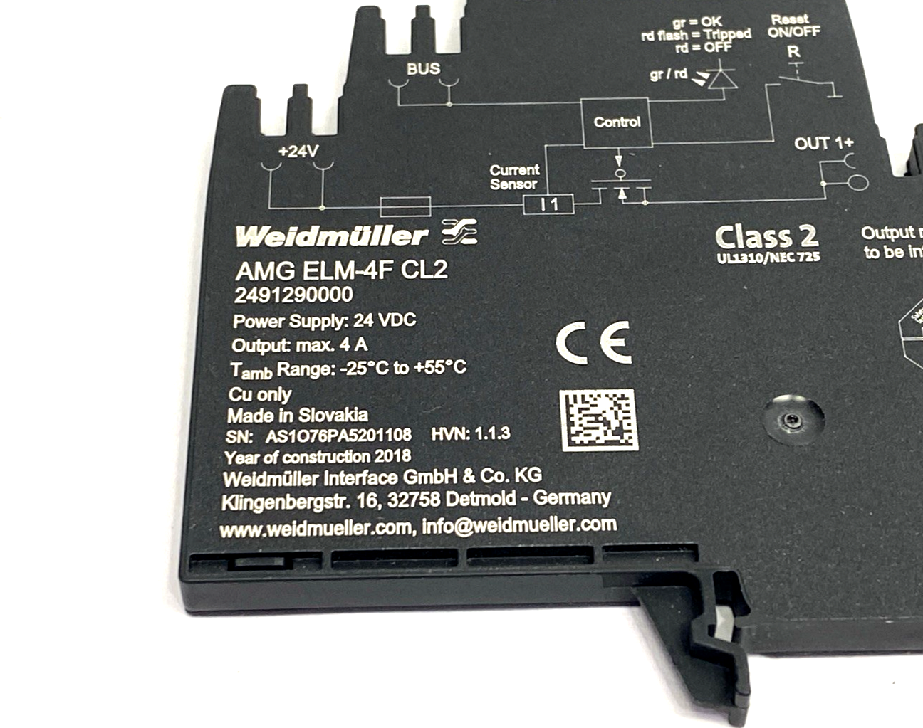 Weidmuller 2491290000 Electronic Load Monitoring, 4A, 24VDC AMG ELM-4F CL2 - Maverick Industrial Sales