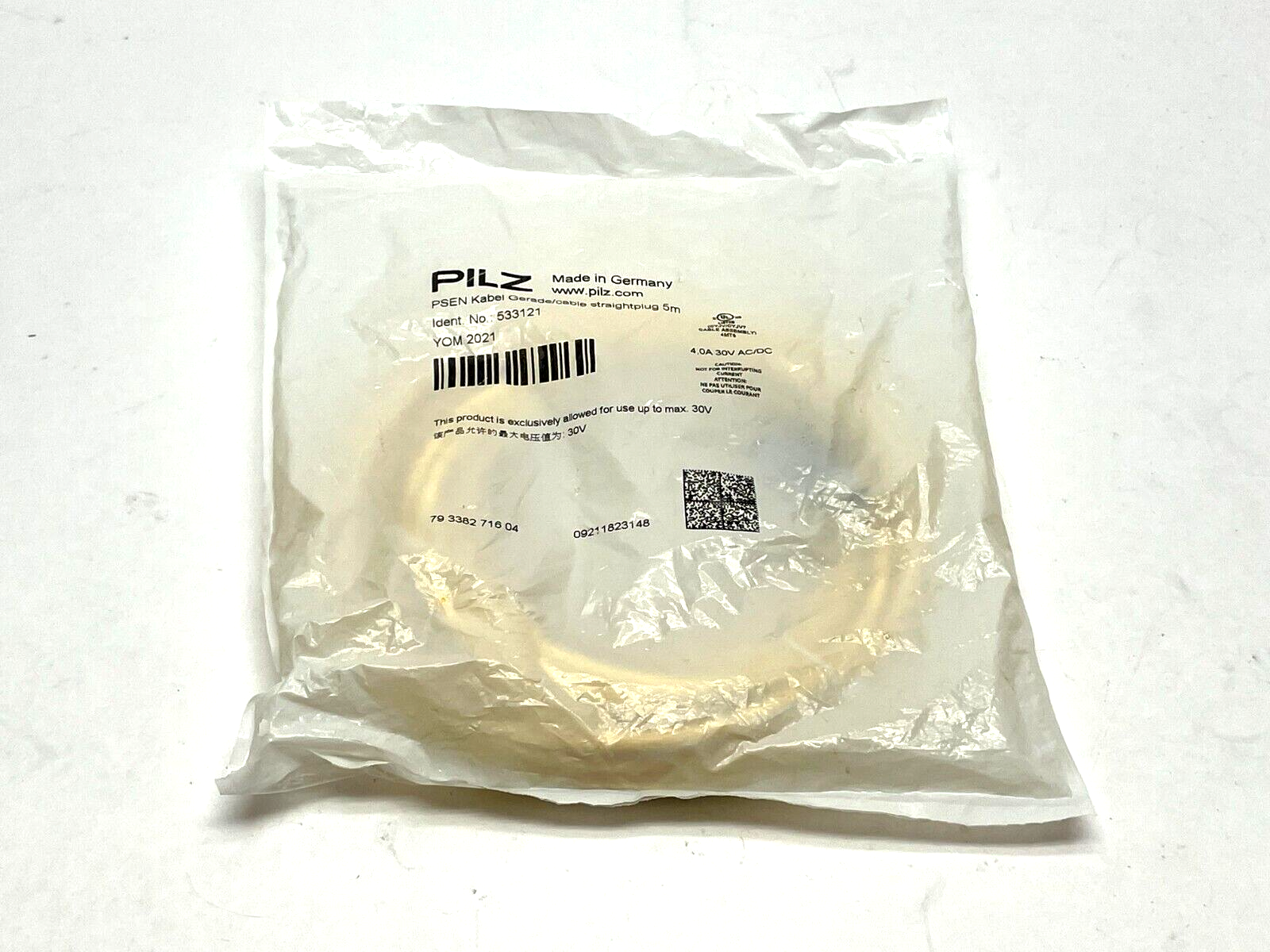 Pilz 533121 Connection Cable 4-Pin M8 5m Length - Maverick Industrial Sales