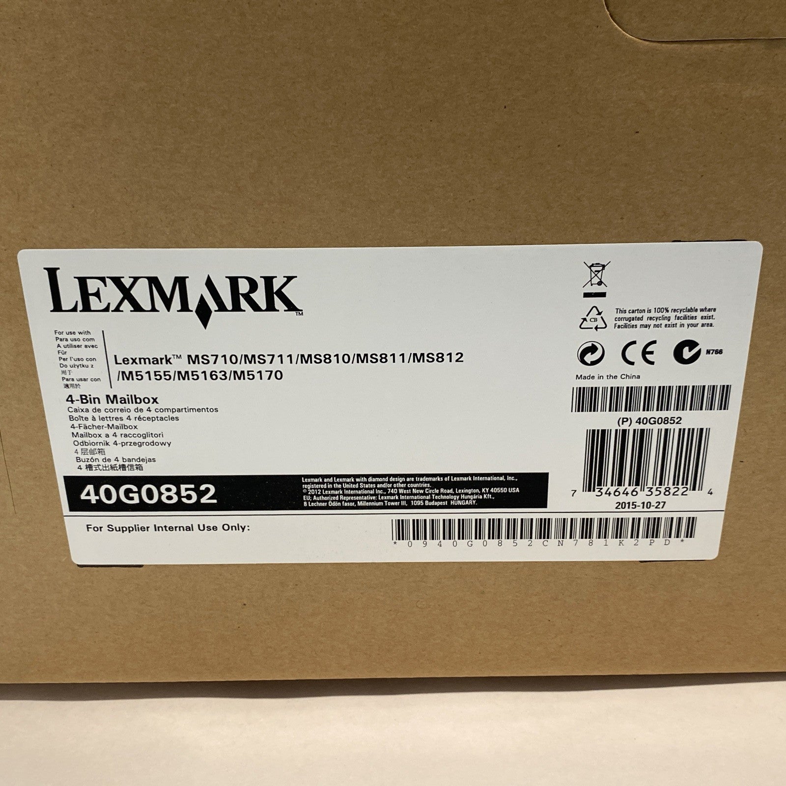 Lexmark 40G0852 4-Bin Mailbox Paper Tray MS810/MS811/MS812 - Maverick Industrial Sales