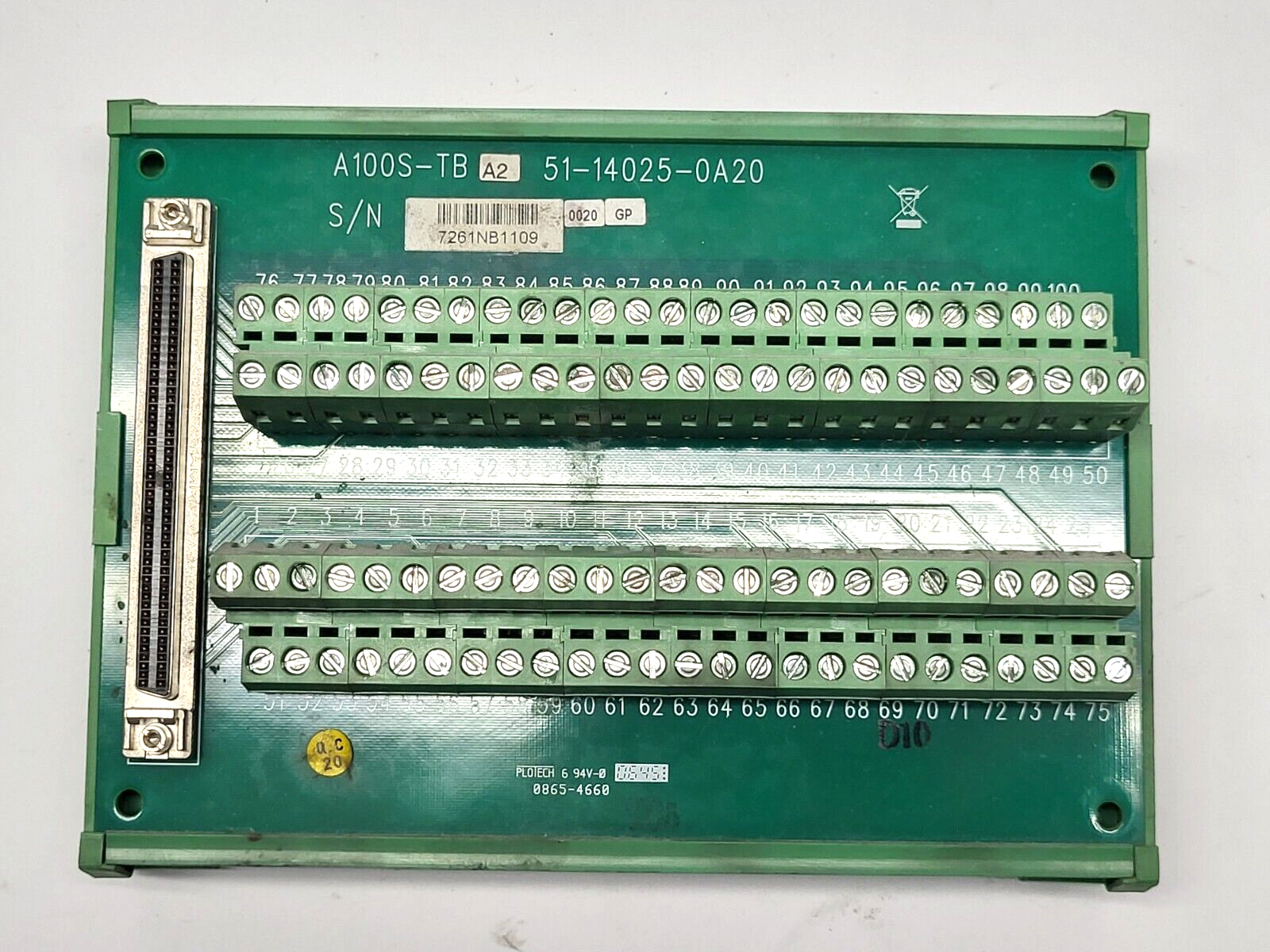 Plotech A100S-TB Wiring Terminal Board 51-14025-0A20 - Maverick Industrial Sales
