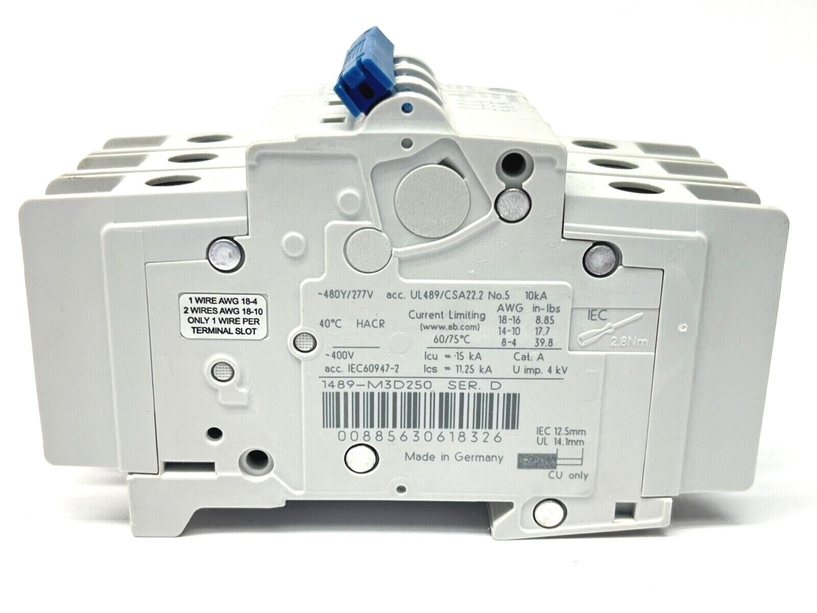 Allen Bradley 1489-M3D250 Ser D Miniature Circuit Breaker 25A 480Y/277V 3-Pole - Maverick Industrial Sales