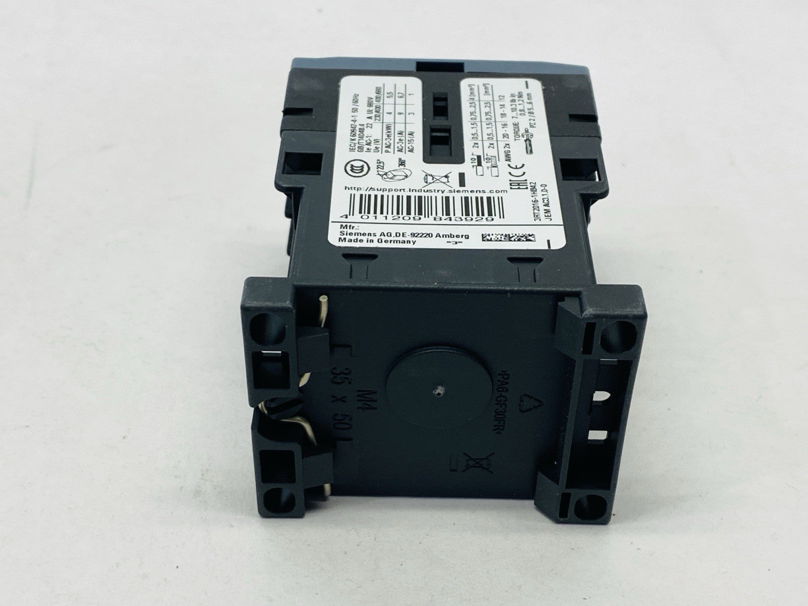 Siemens 3RT2016-1HB42 Power Contactor 3-Pole 9A 4kW 400V 24VDC - Maverick Industrial Sales