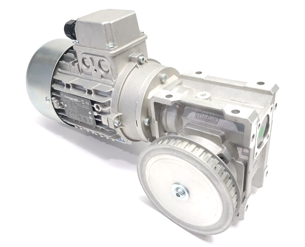 Carpanelli M71b2 S1 Asynchronous 3PH Motor .56kW .75HP Tramec XC 50 40:1 Gearbox - Maverick Industrial Sales