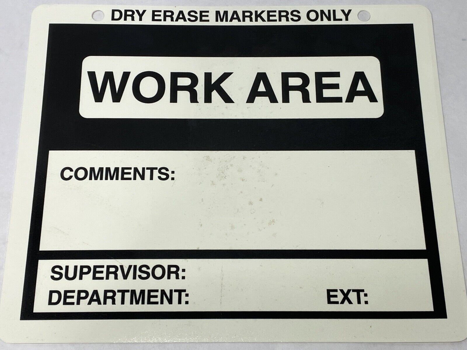 Dry Erase WORK AREA Sign 12"x10" Inch x .035" Poly White OSHA LOT OF 5 - Maverick Industrial Sales
