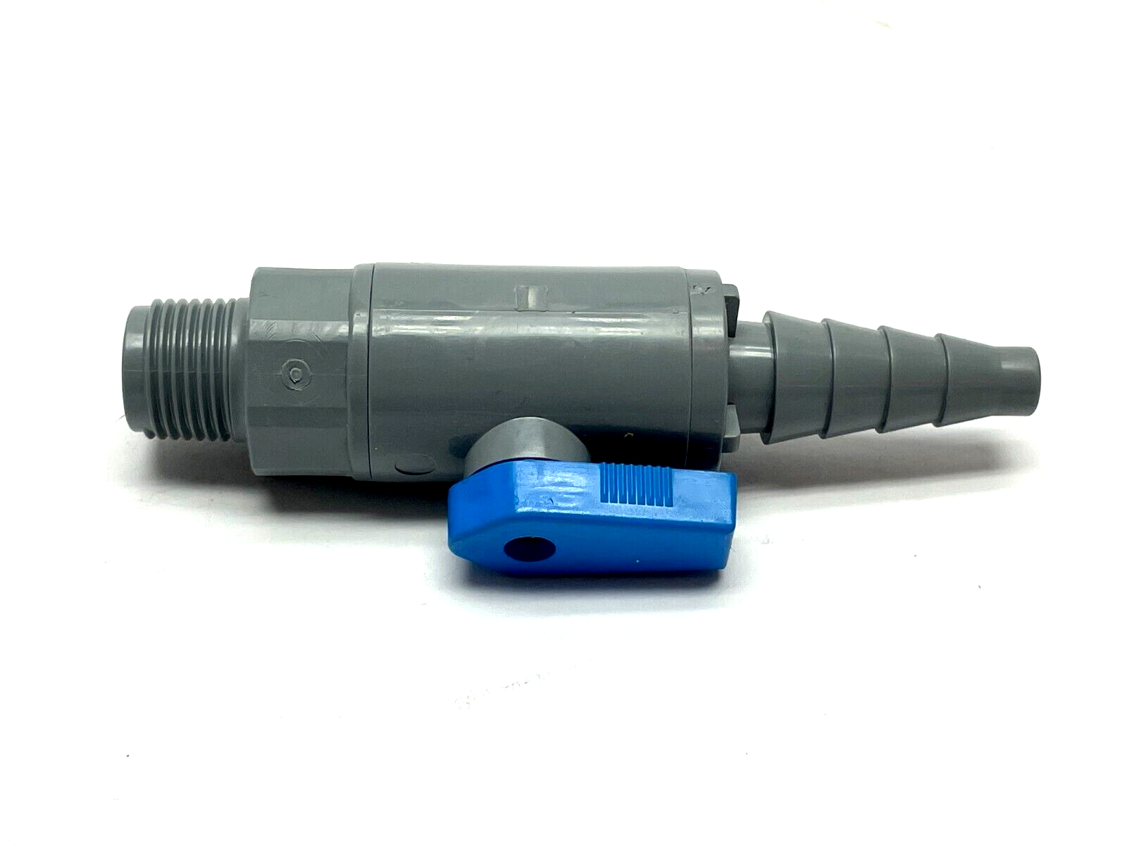 SMC PVC Ball Valve 3/8" MPT x 3/8 to 5/8 Barb - Maverick Industrial Sales