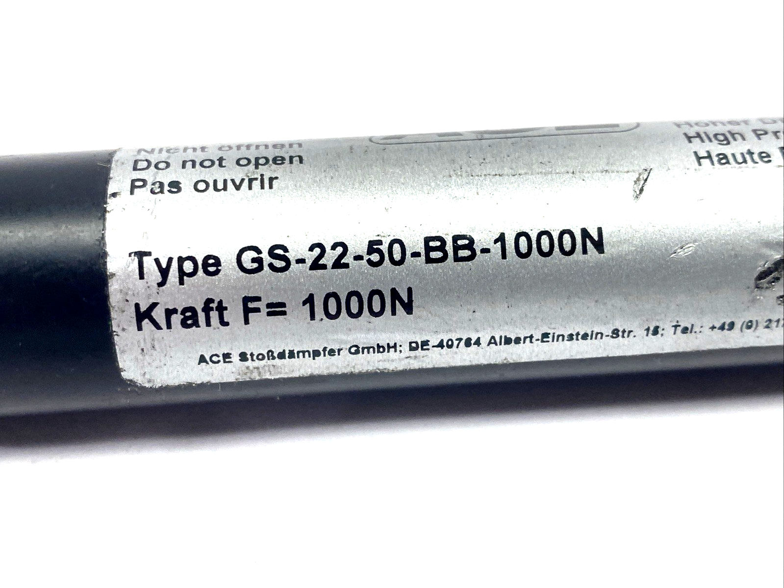 Ace Controls GS-22-50-BB-1000N Industrial Gas Spring 292 Lb. Force - Maverick Industrial Sales