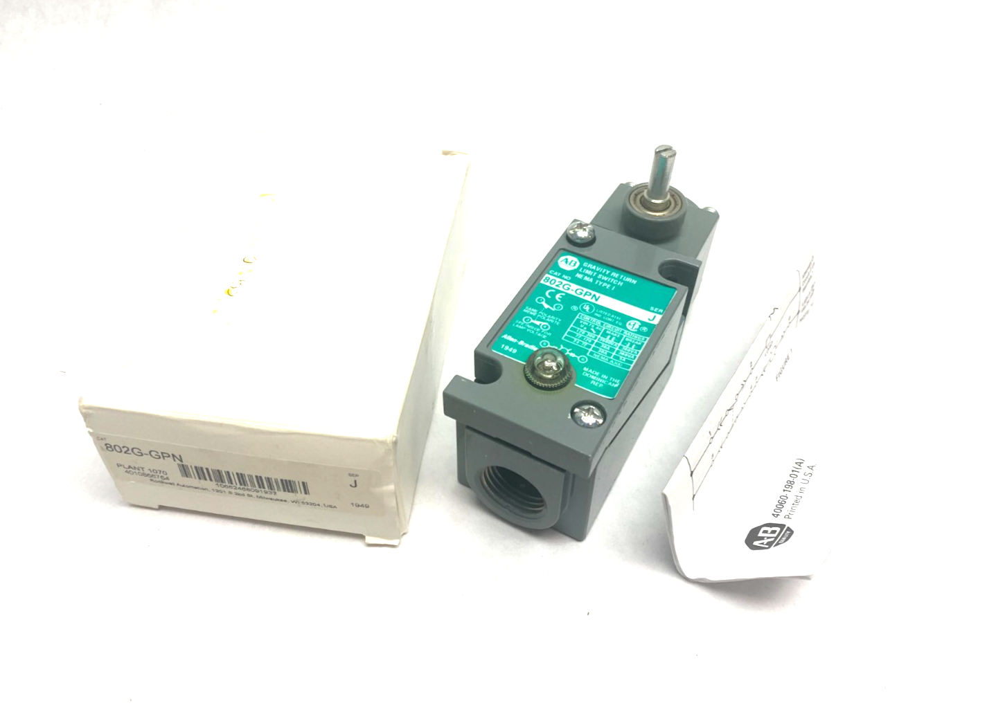 Allen Bradley 802G-GPN Ser. J Gravity Return Limit Switch NEMA Type 1 1 NO, 1 NC - Maverick Industrial Sales