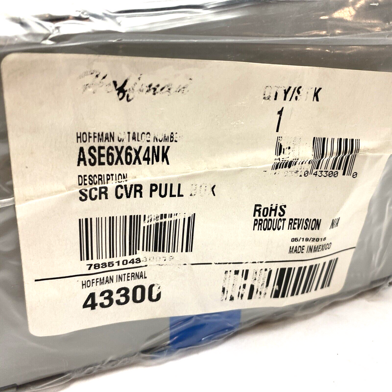 Hoffman ASE6X6X4NK Screw-Cover Enclosure Type 1 no Knockouts 6x6x4 Gray Steel - Maverick Industrial Sales