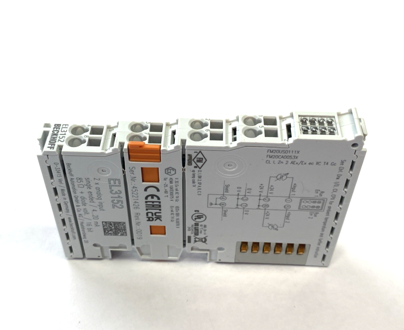 EL3152 | Beckhoff EtherCAT 2‑Channel Analog Input Terminal, 16-bit, 4-20mA - Used - Maverick Industrial Sales
