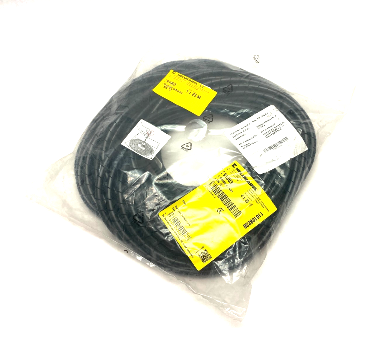 Helukabel 91003 Protective Spiral Cable Wrapping KW 12 Black LOT OF 100 METERS - Maverick Industrial Sales
