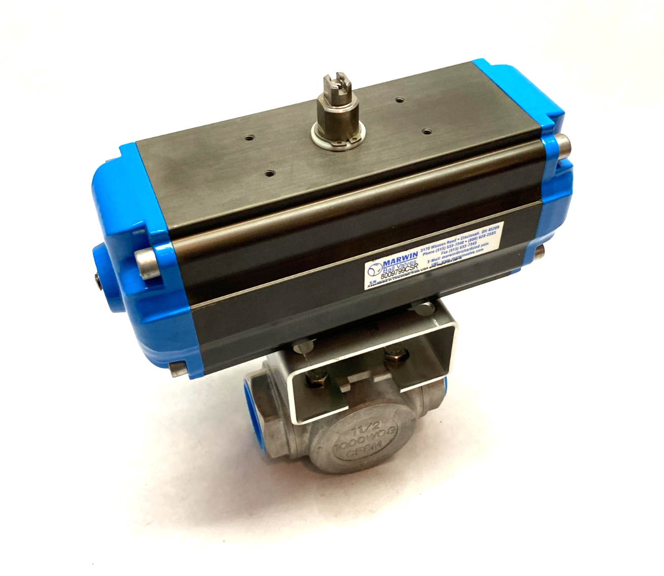 Marwin UT Series Pneumatic Ball Valve Actuator Assembly, 1-1/2", 3-Way - Maverick Industrial Sales