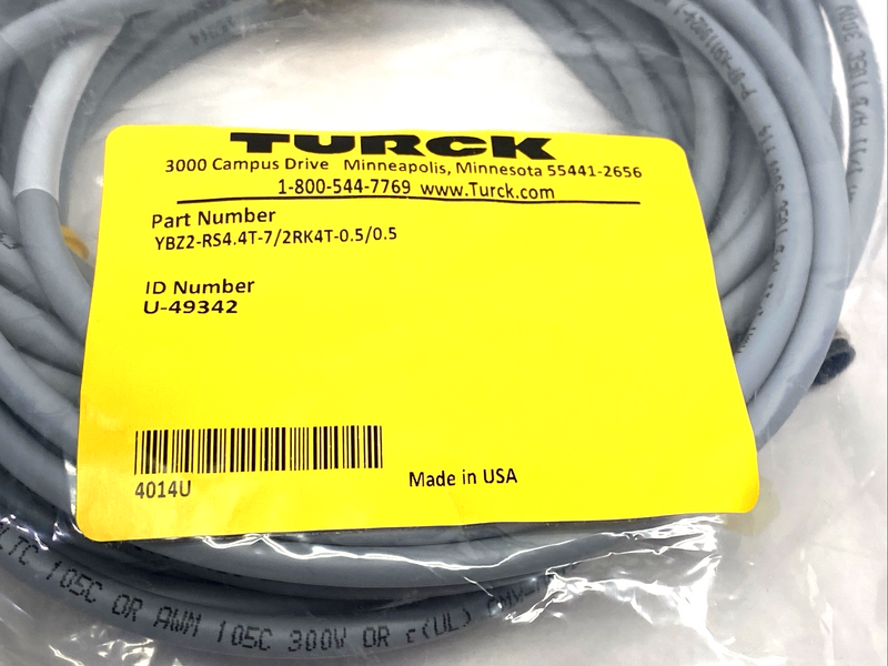 Turck YBZ2-RS4.4T-7/2RK4T-0.5/0.5 Splitter Cable M12 Male - Female 4-Pin U-49342 - Maverick Industrial Sales