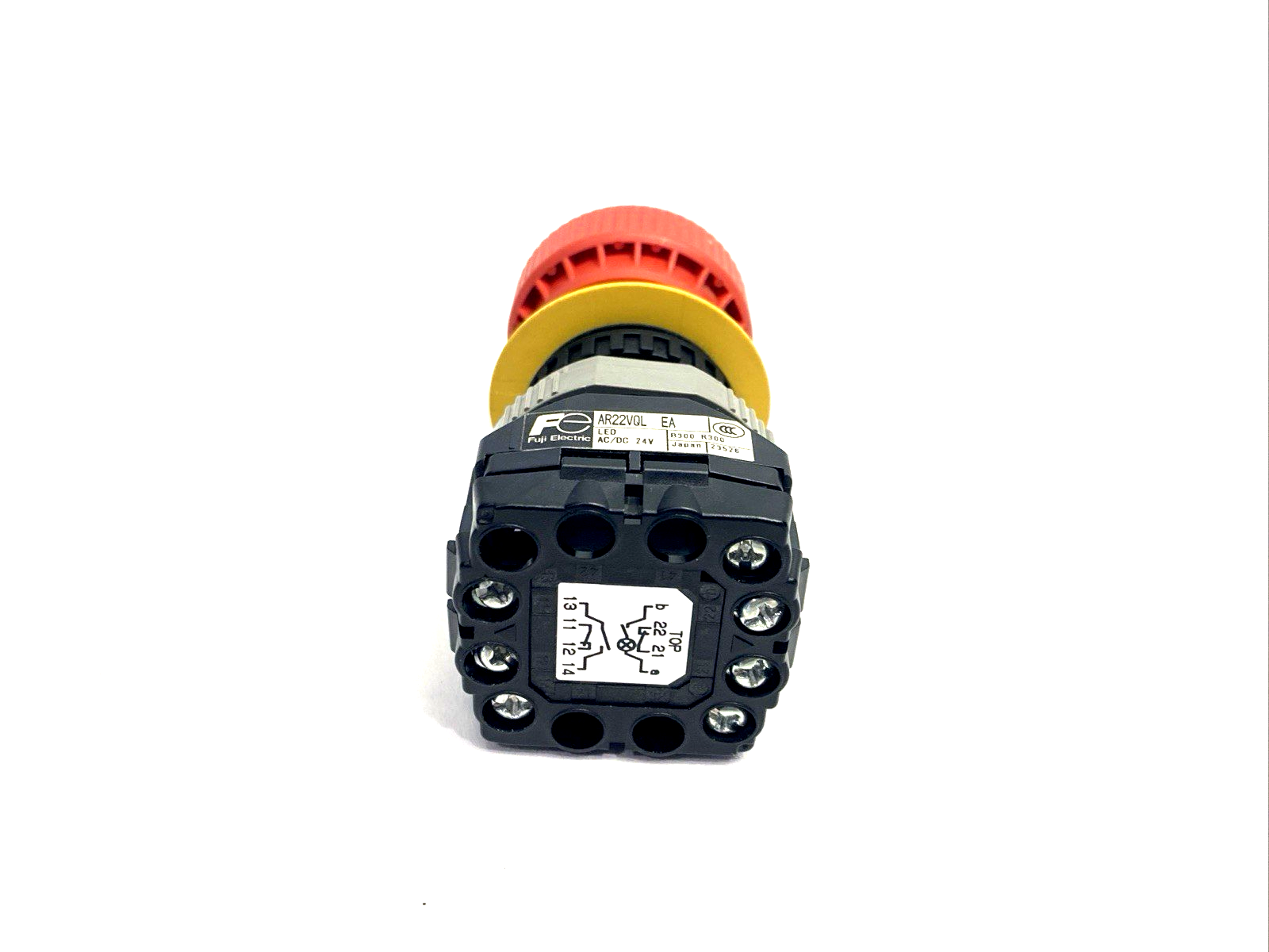 Fuji Electric AR22VQL-01EAR Emergency Stop Pushbutton 22mm Mounting 40mm Head - Maverick Industrial Sales