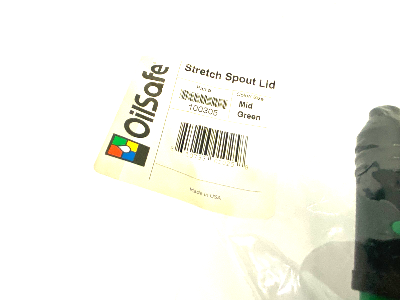 100305 | Oilsafe Stretch Spout Lid, Mid Green - New - Maverick Industrial Sales