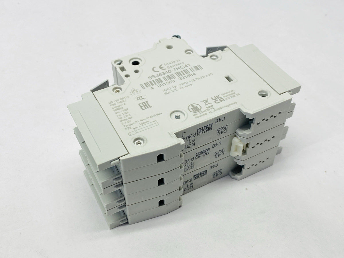 5SJ4340-7HG41 | Siemens Miniature Circuit Breaker 3-Pole 40A 240V - New – Open box - Maverick Industrial Sales