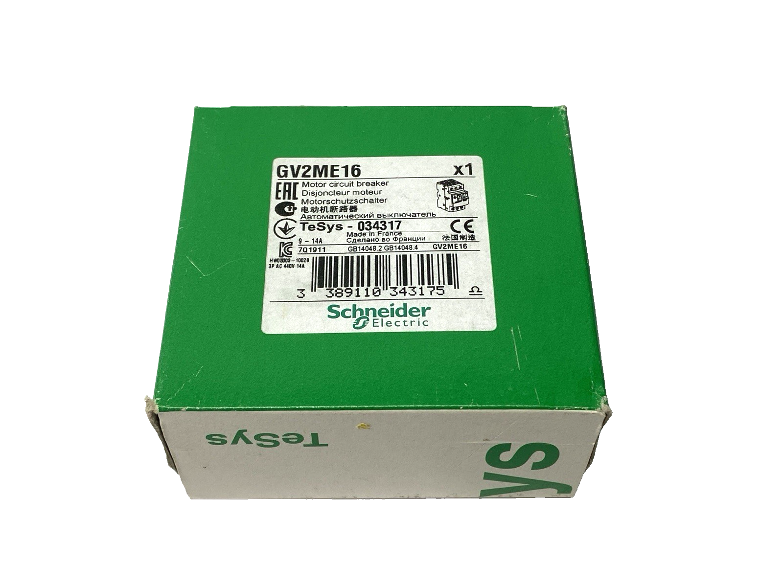 Schneider Electric GV2ME16 Manual Motor Protector Circuit Breaker 3-Pole 9-14A - Maverick Industrial Sales