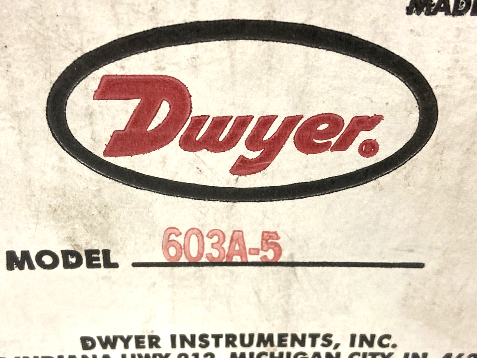 Dwyer 603A-5 Pressure Gauge Range 0-25" w.c. 20psig - Maverick Industrial Sales