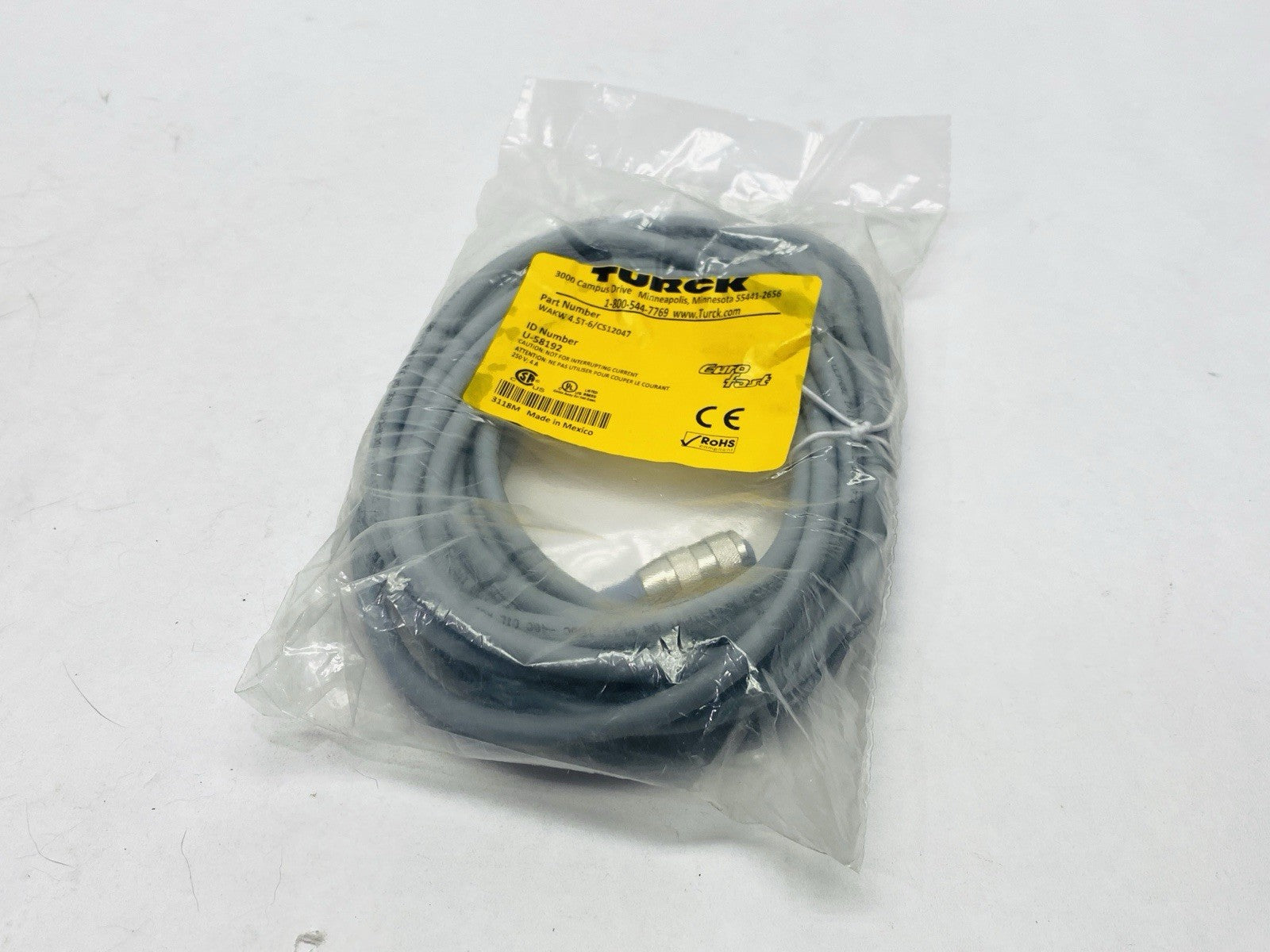 Turck WAKW 4.5T-6/CS12047 Single Ended Cordset Female M12 4-Pin 6m U-58192 - Maverick Industrial Sales