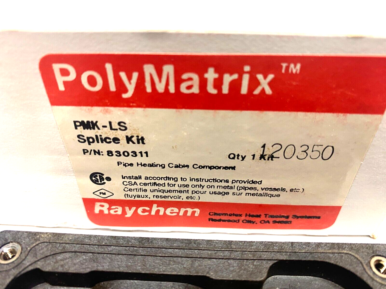 Raychem PMK-LS 830311 PolyMatrix Pipe Heating Cable Component Splice Kit - Maverick Industrial Sales