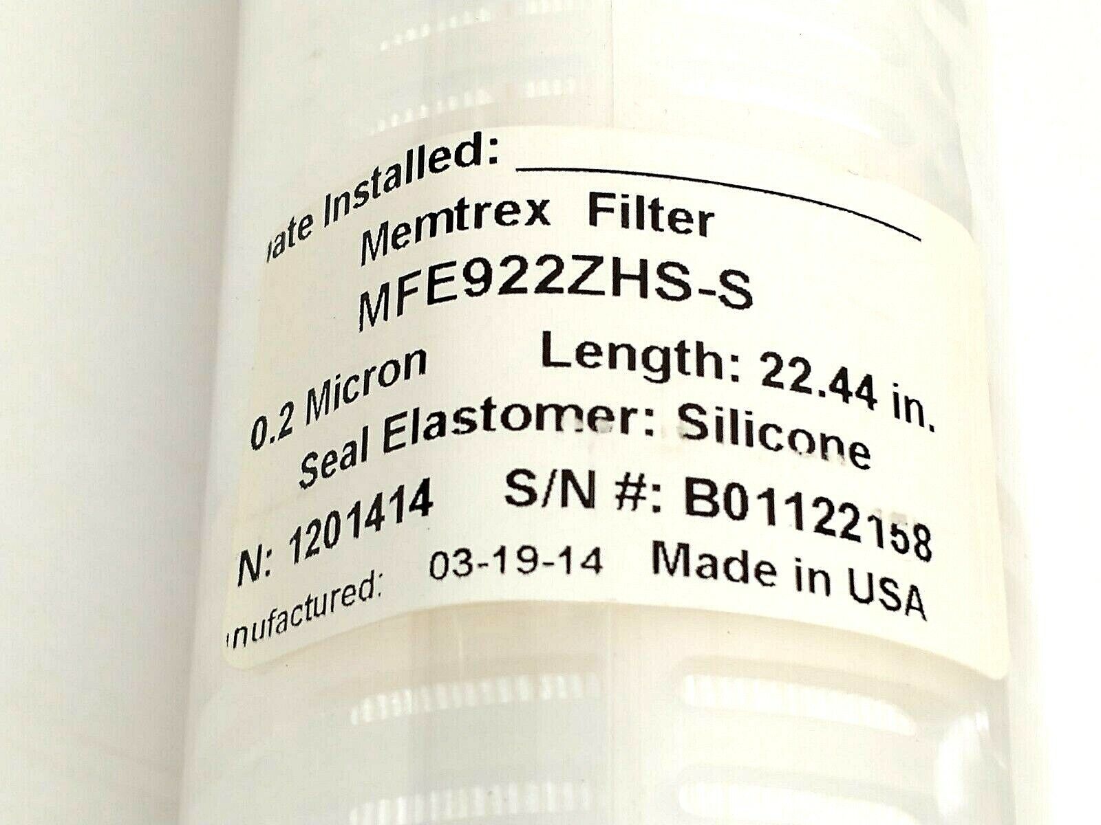 GE MFE922ZHS-S Memtrex Pleated Filter Cartridge 0.2 Micron 22.44" Length - Maverick Industrial Sales