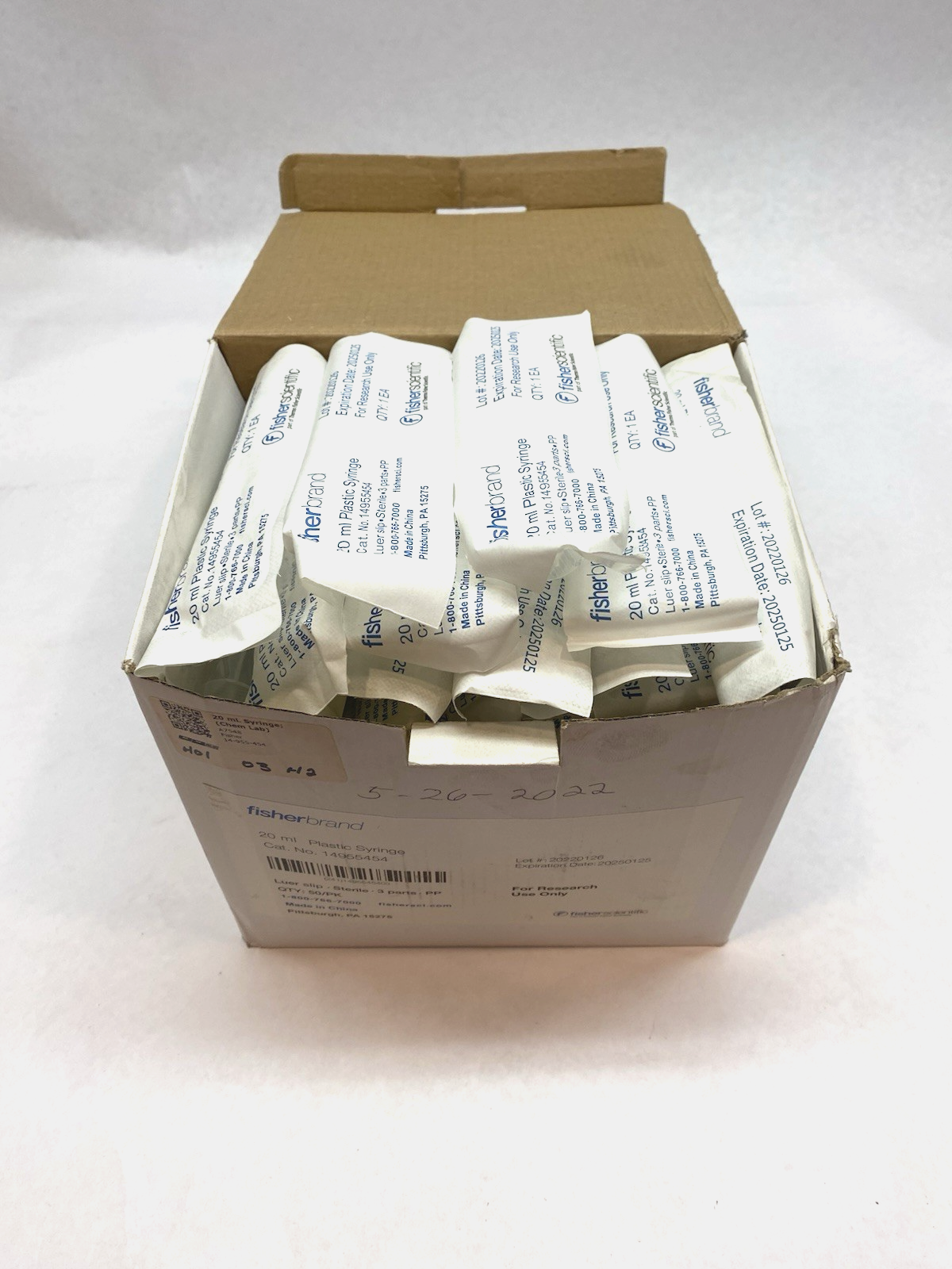 Fisher Scientific 14‑955‑454 20 mL Sterile Plastic Luer Slip Syringe LOT OF 50 - Maverick Industrial Sales