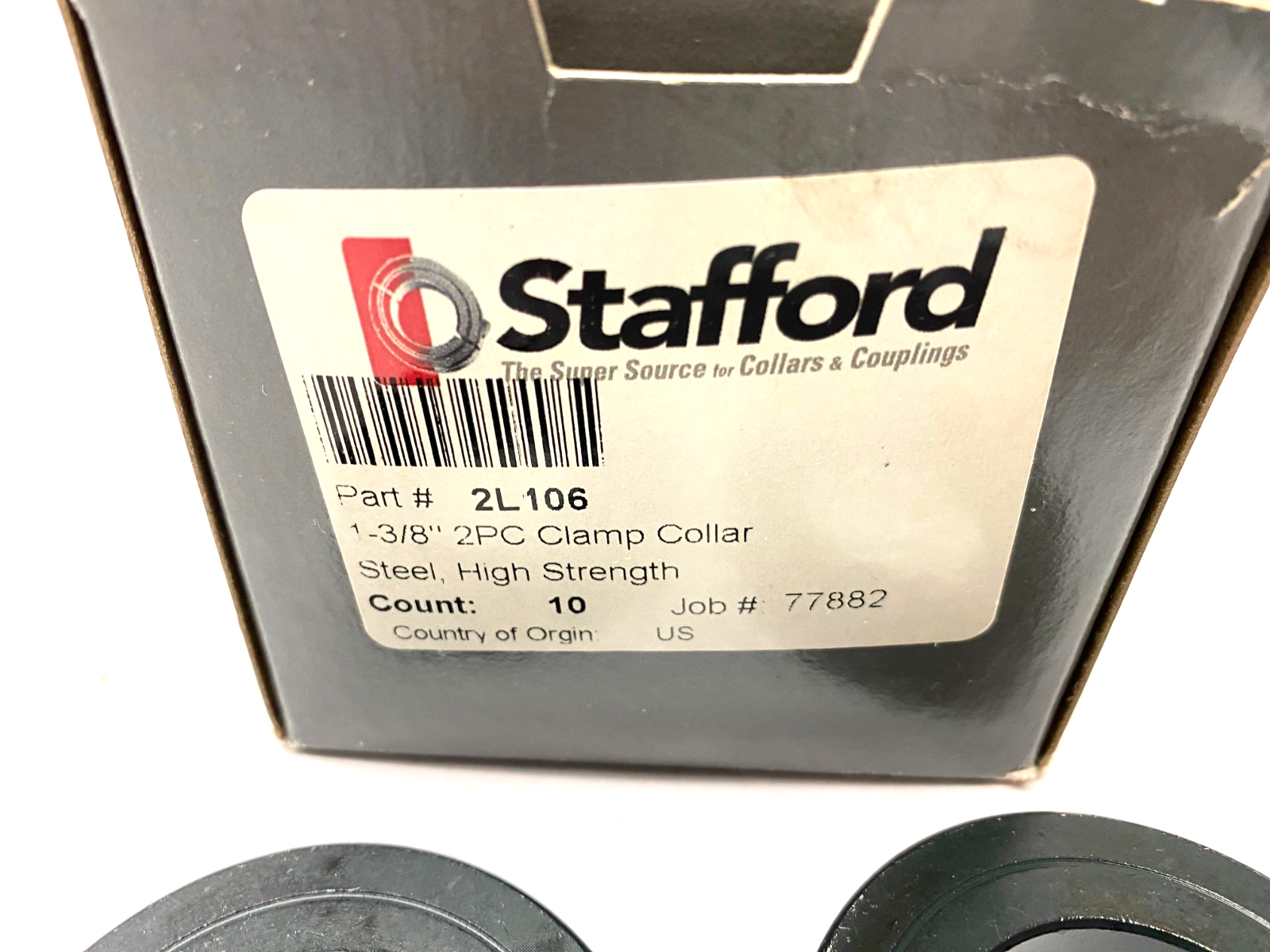 Stafford 2L106 2-Piece Clamping Collar 1-3/8" Steel, High Strength, BOX OF 2 - Maverick Industrial Sales
