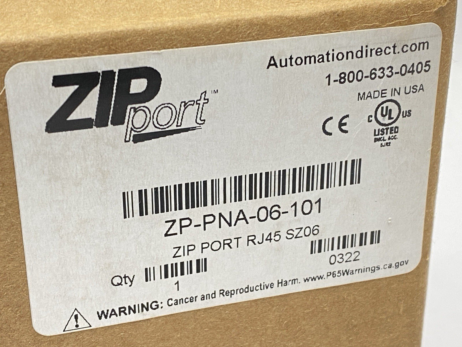 ZP-PNA-06-101 | Automation Direct ZIPport Panel Interface Connector RJ45 - New – Open box - Maverick Industrial Sales