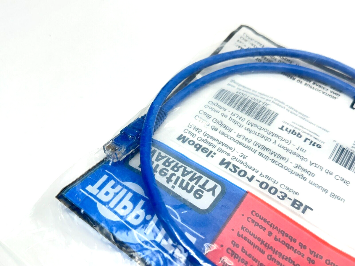 N201-003-BL | Tripp Lite Cat6 Gigabit Blue Snagless Patch Cable 3ft LOT OF 2 - New - Maverick Industrial Sales