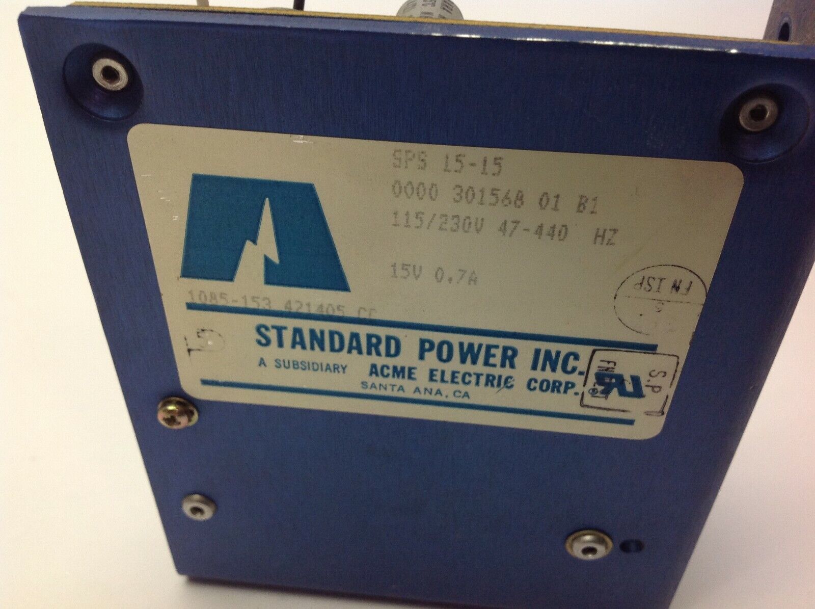 Standard Power Inc. SPS 15-15 Power Supply 15V 0.7A - Maverick Industrial Sales