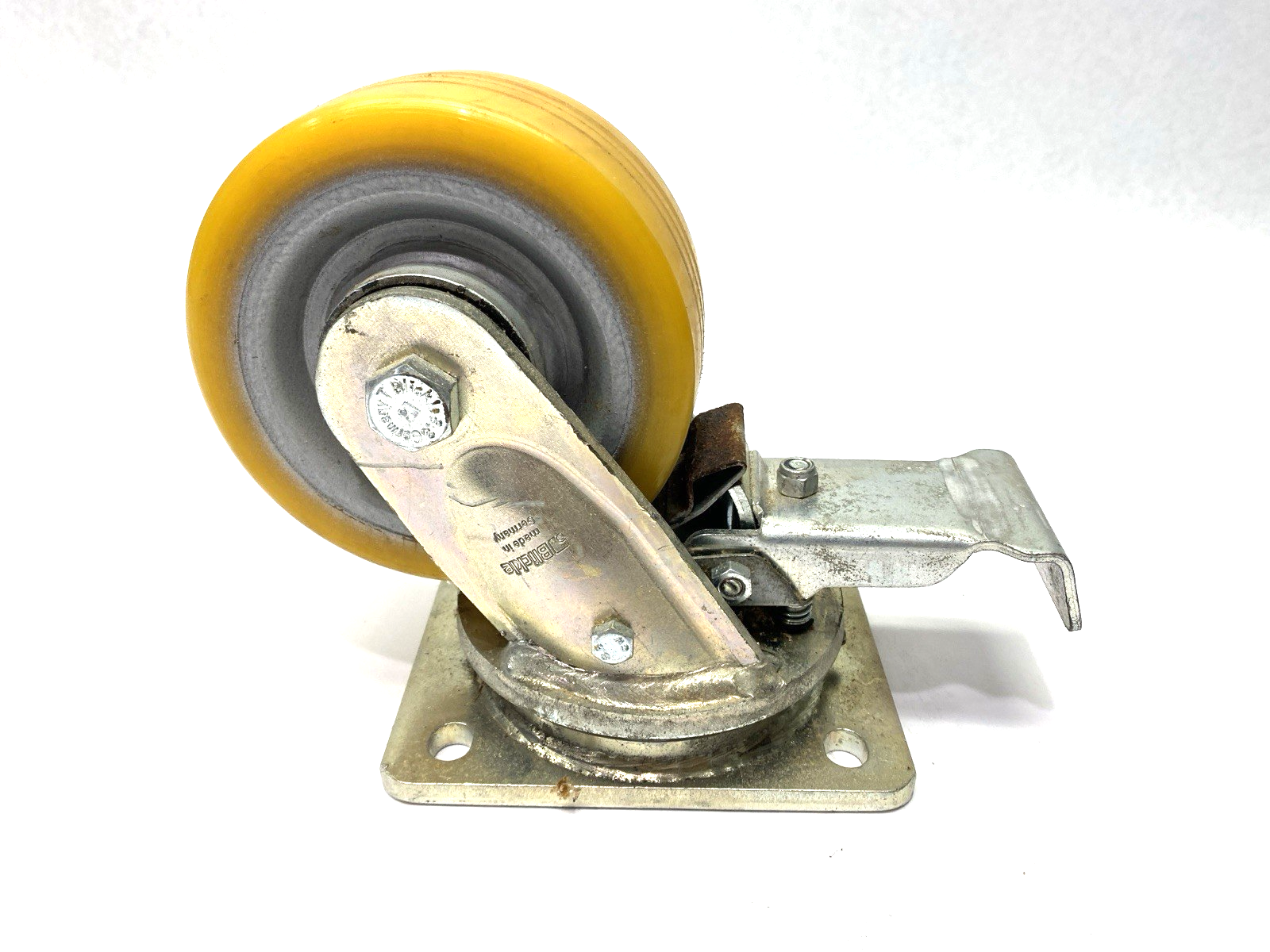N/A | Blickle Steel Swivel Caster w/ Top Plate & Brake 125mm Wheel Dia. x 50mm Width - Used - Maverick Industrial Sales