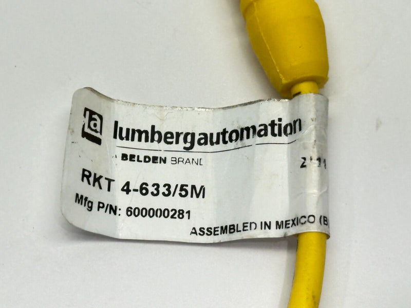 Lumberg Automation RKT 4-633/5M Sensor Actuator Cordset F M12 4-Pin 12ft Length - Maverick Industrial Sales