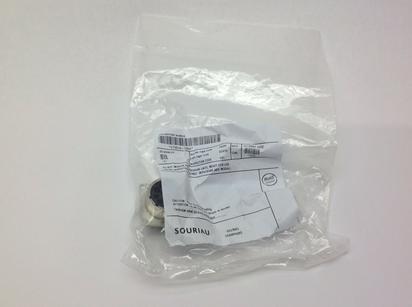 Souriau UT0014-12SH Standard Circular Connector 12 Pos. Size 14 - Maverick Industrial Sales
