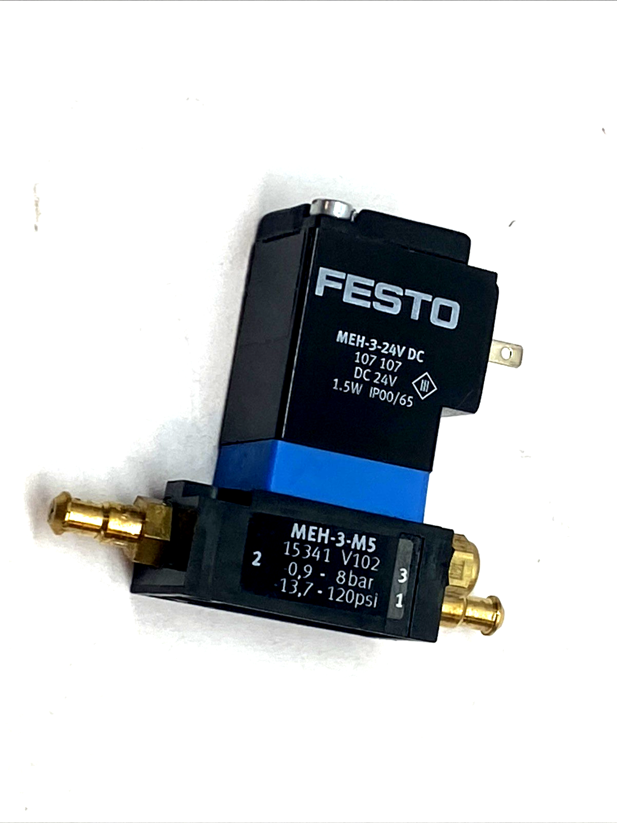 Festo MEH-3-M5 Solenoid Valve 3/2-Way NC M5 24V DC 1.5W w/ MEH-3-24V DC - Maverick Industrial Sales