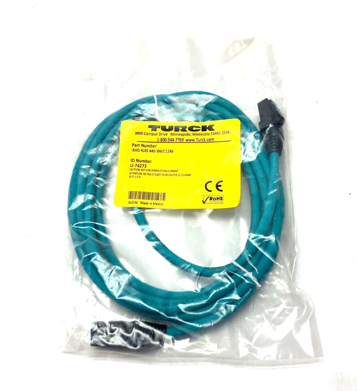 Turck RJ45 RJ45 440-3M/C1246 Industrial Ethernet Cordset 3m U-74273 - Maverick Industrial Sales