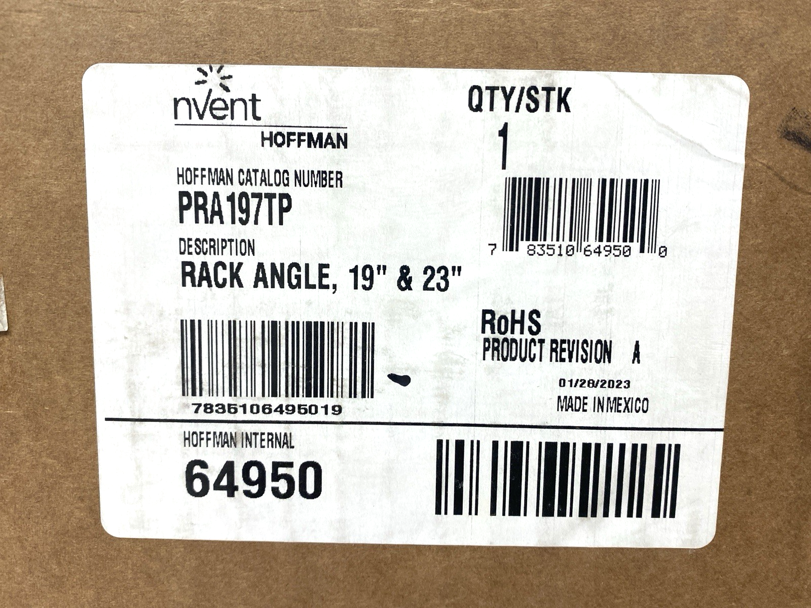 Hoffman PRA197TP Rack Angle 19" & 23" 64950 - Maverick Industrial Sales